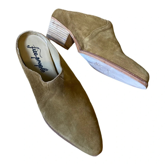 Free People tan suede mule heeled size 40 NWOT - Picture 1 of 8
